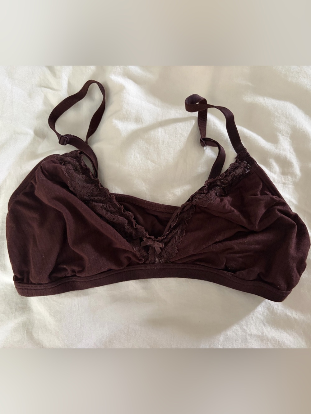 Alden Lace-Trim Bralette in Dark Brown